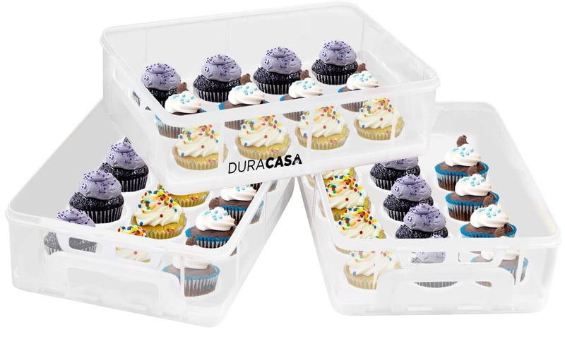 DuraCasa Cupcake Carrier, Cupcake Holder | Premium Upgraded Model Holds Cupcakes Steadier | Store up to 36 Cupcakes or Muffins | Stacking Cupcake Storage Container | Use 1,2, or 3 Tiers (White) - Image 5